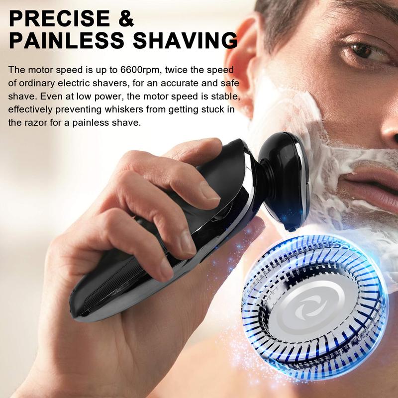 Mens Wet   Dry Electric Shaver Trimmer Rotary Razor Beard Shaving USB Rechargeable, Brush Comfort Waterproof For Father's day Gift.