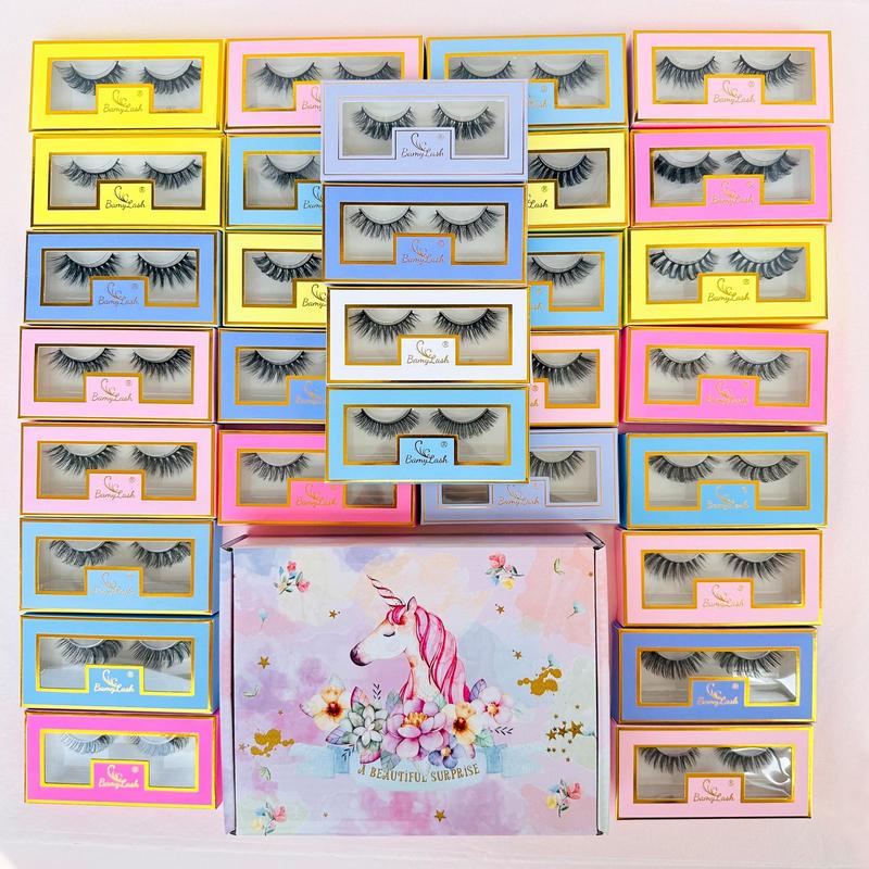 Mixed Size Fluffy False Eyelashes, 30 Pairs Wispy Curling Faux Cluster Lashes for Summer Makeup, Natural Look Eye Makeup Strip Lashes for Lashes Extensions, Christmas Gift