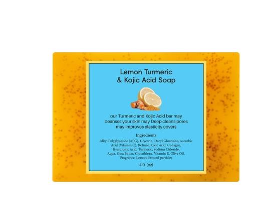 100g Lemon Turmeric KojicAcid SoapLemon Kojic Acid Soap BarTurmeric Soap BarKojic Acid SoapDark Spot Remover for Face,Deeply Cleanse Skin, Suitable for All Skin Types, with 1 Foaming Net, Handmade Soap soap skincare Moisturizing Soap Bar