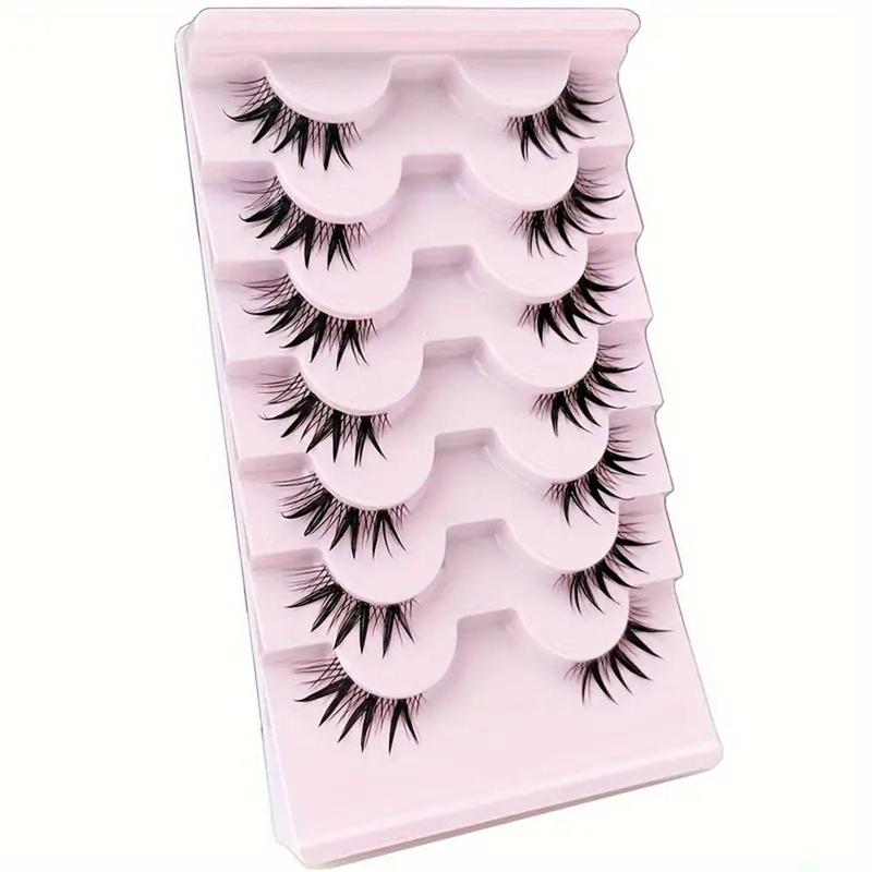 Transparent Stem Half Eye Lashes, 7 Pairs Natural Long 3D Lashes, Dramatic Clusters Manga Lashes, False Eyelashes For Cosplay Lashes