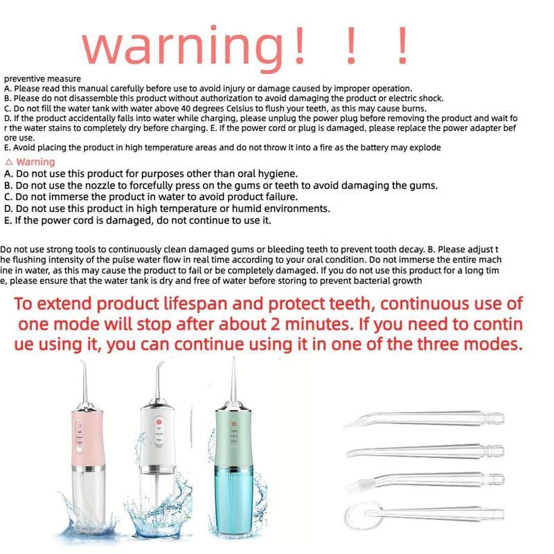 Halloween Gift Portable Burst Pink Water Flosser Powerful Oral Rinse with 3 Cleaning Modes and 4 Jets Cordless and Effective Tooth Cleaning