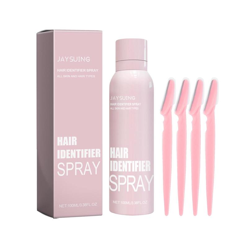 Hair Identifier Spray & Eyebrow Trimmer Set, 2 Set Gentle Hair Removal Spray with Eyebrow Shaping Tool, Facial Hair Removal Product for Women