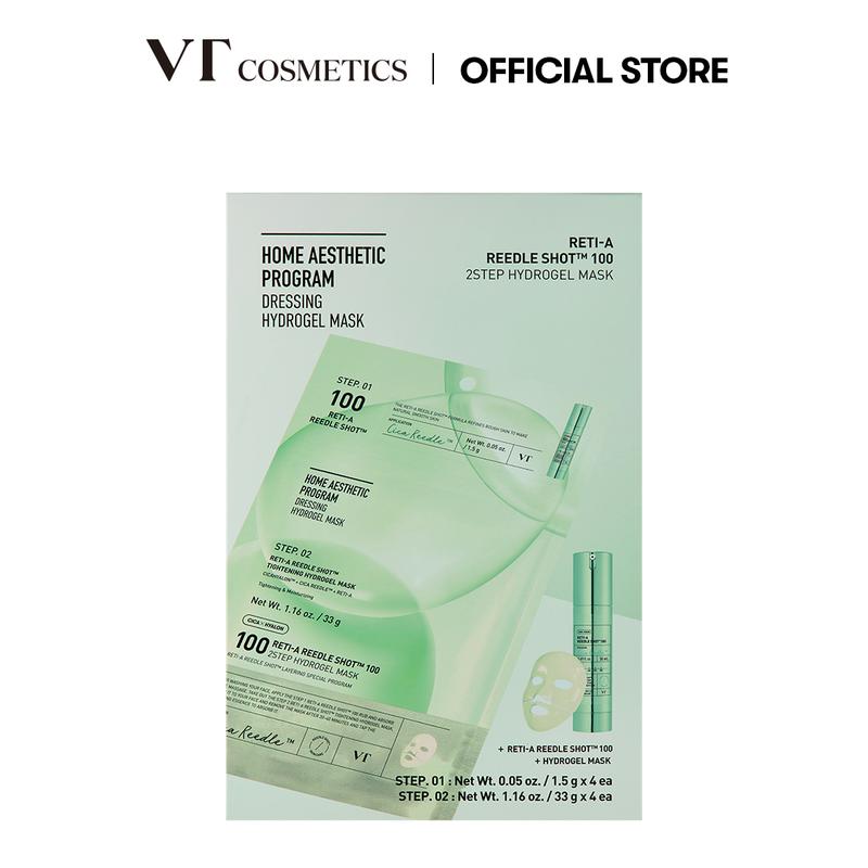 [Official VT Cosmetics] Reedle Shot 100 2-Step Hydrogel Mask 4EA SET 6 TYPES | Exosome | Korean Overnight Melting Mask