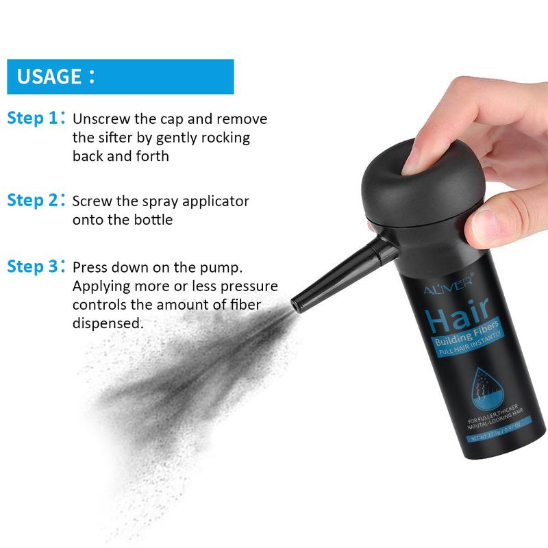 ALIVER Hair Fibers- Designed for Men, 0.97Oz- With Spray Applicator for Precise Hair Fiber Application Hair Care Comfort