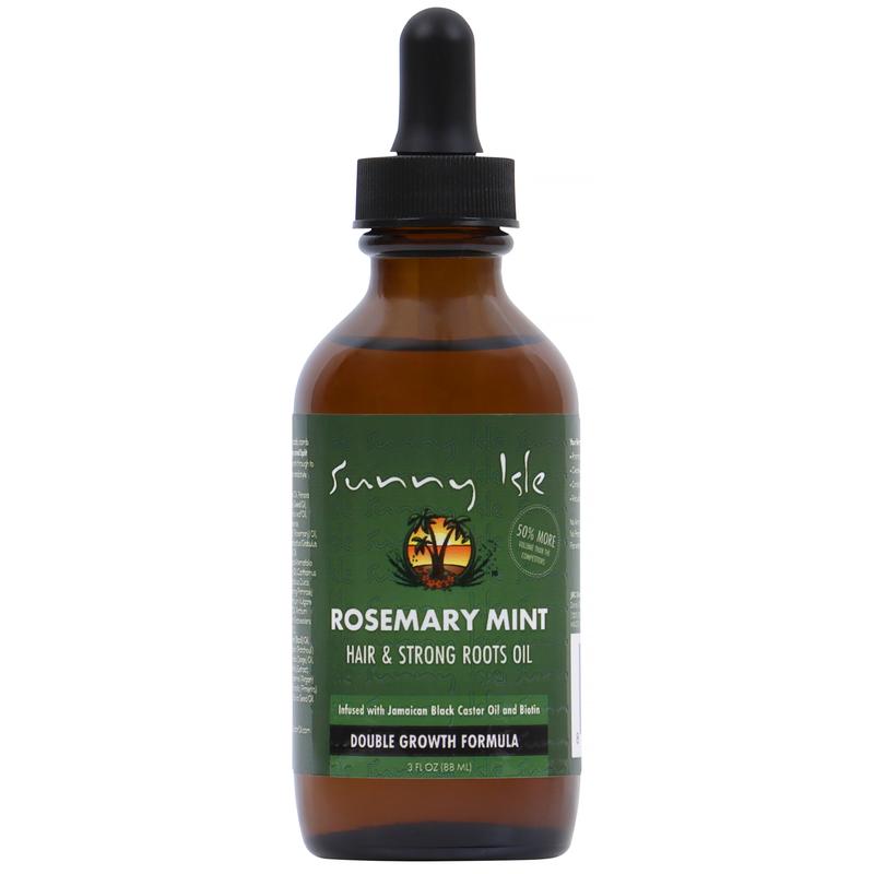 Sunny Isle Rosemary Mint Hair and Strong Roots Oil 3oz | Infused with Biotin & Jamaican Black Castor Oil | Strengthen and Nourish Hair Follicles | Dry Scalp, Split Ends