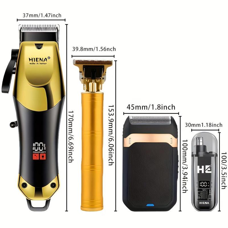 Professional Men's Grooming Kit, 1 Box Electric Hair Trimmer & Nose Hair Trimmer & Hair Shaver Set, LCD Display Hair Trimmer for Precise Cutting