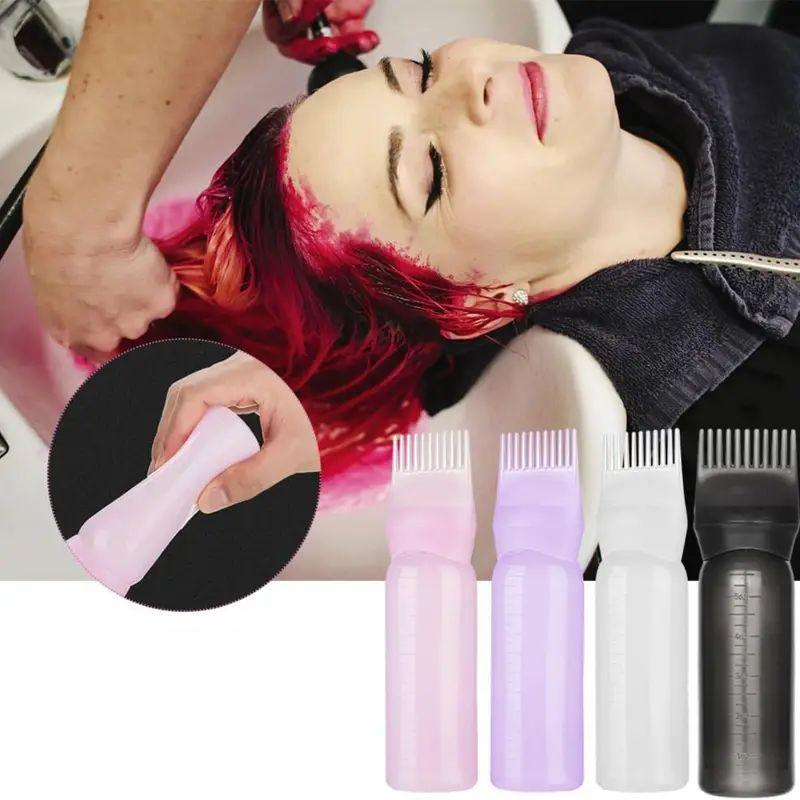 Silicone Hair Dye Bottle Set, 2 Counts set Hair Dye Bottle & Head Massage Brush, Heatless Styling Tool for Home & Salon Use, Christmas Gift