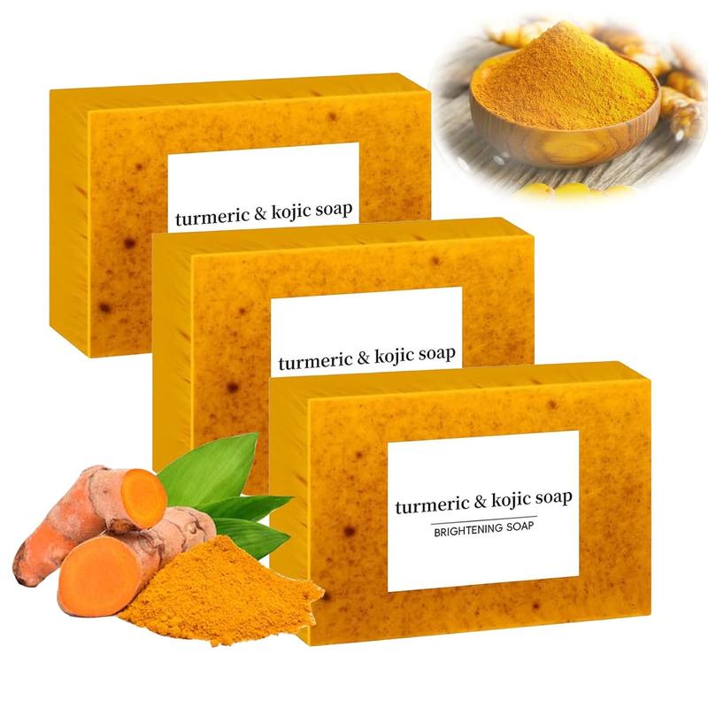 3PCS Lemon Turmeric & Kojic Acid Brighetning Soap, Dark Spot Remover, Kojic Acid Soap Body Care Body Wash Cleansing Cleanser Skin Care Skin Repair