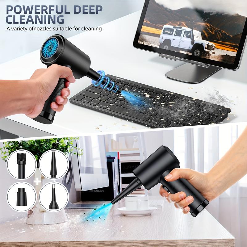 Portable electrostatic precipitator, multifunctional USB rechargeable hair dryer, 3-speed small dust collector, jet dryer, suitable for household use