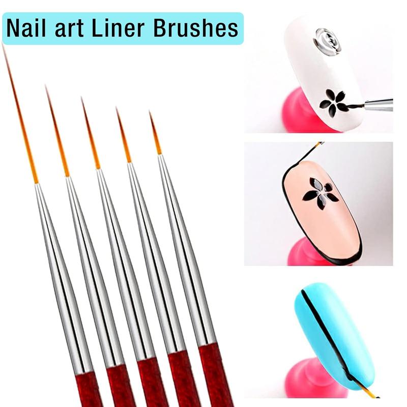 5 Pack  Art Eyeliner,  Eyeliner Brush,  Gel Polish Brush Set, Thin  Art Brush for Long Lines, Short Strokes, Detail (6 9 12 18 24mm)