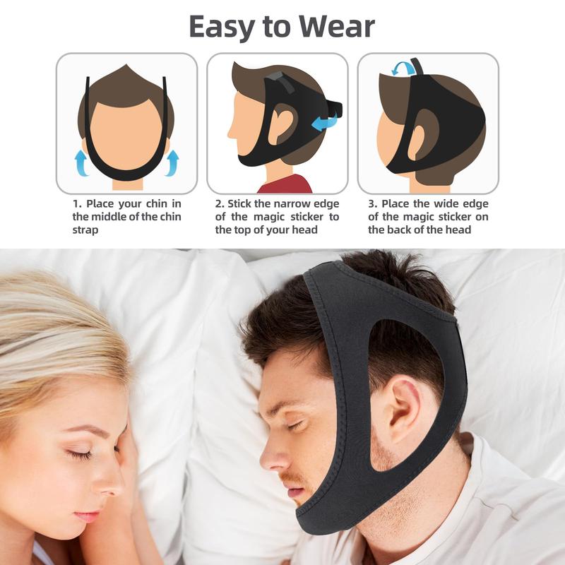 Anti Snore Chin Strap, Adjustable Stop Snoring Sleep Headband for Men & Women, Effective Anti Snore Chin Straps to Keep Mouth Closed While Sleeping