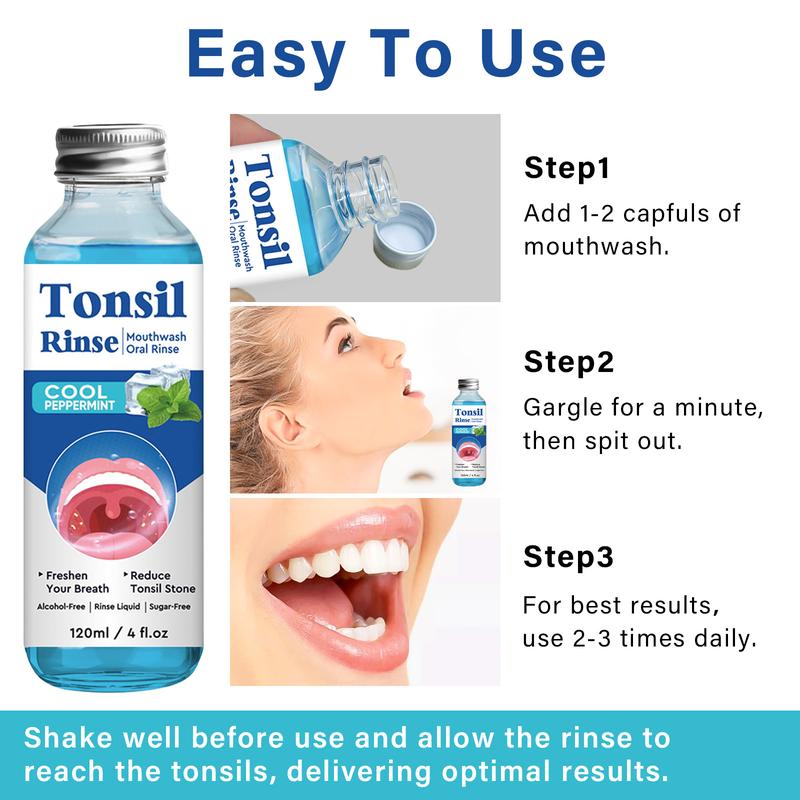 Tonsil stone mouthwash, refreshing tonsil stone mouthwash oral rinse solution, 3.38 ounces, suitable for tonsils and oral cavity