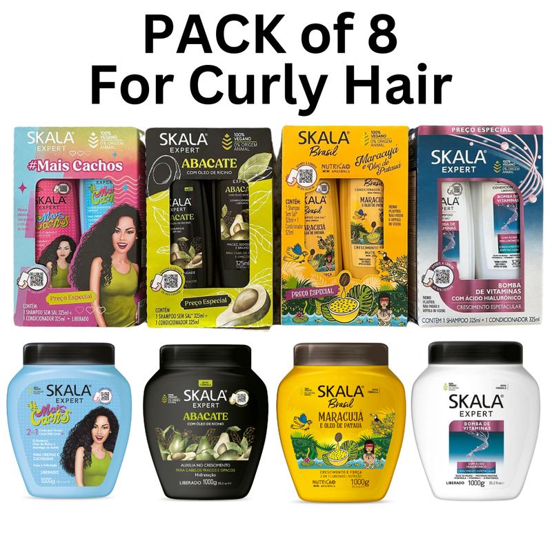 SKALA Curly Hair kit - Shampoo, Conditioner and  Mask - Pack of 8