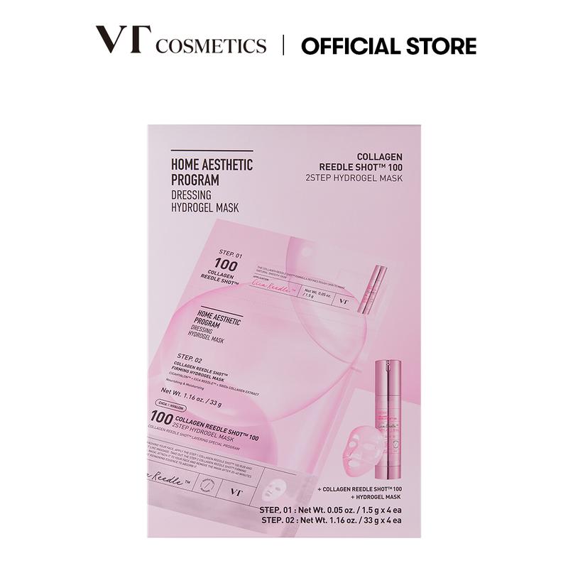 [Official VT Cosmetics] Reedle Shot 100 2-Step Hydrogel Mask 4EA SET 6 TYPES | Exosome | Korean Overnight Melting Mask