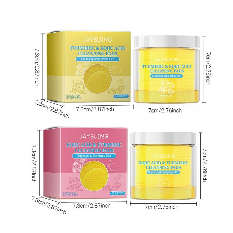 Turmeric & Kojic Acid Cleansing Pads, 1 Box Gentle Exfoliating Brightening Facial Pads, Facial Skin Care Product for All Skin Types