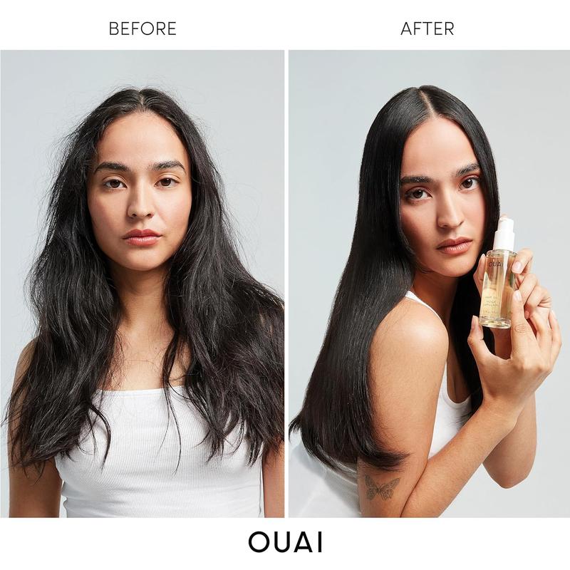 OUAI Hair Oil - Hair Heat Protectant Oil for Frizz Control - Adds Hair Shine and Smooths Split Ends - Color Safe Formula (1.5 oz) - OUAI