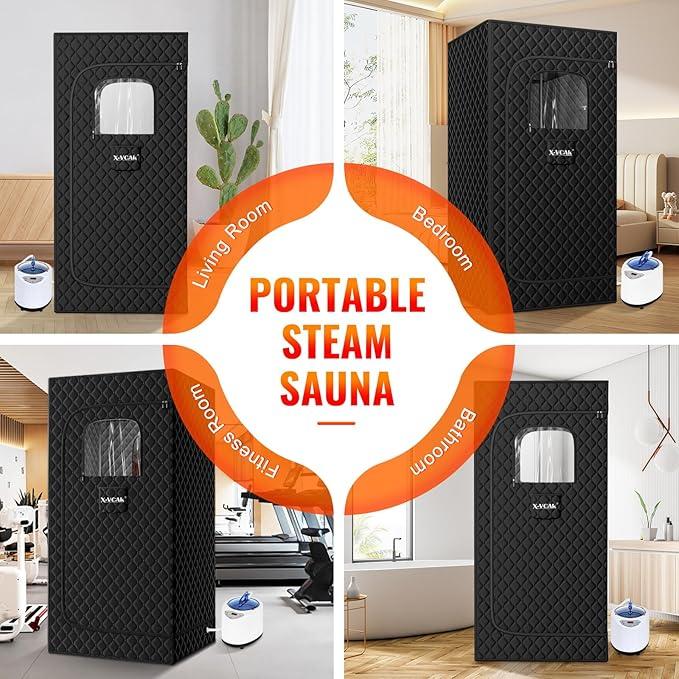 Portable Home Steam Sauna Box, 9-Level Sauna Tent with 2.6L Steamer, Compact 2.6’ x 2.6’ x 5.9’ Size for Personal Use