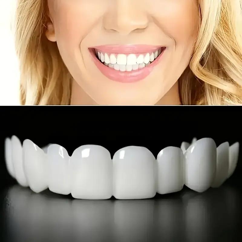 Two boxes of four pieces of fitted veneer dentures, white denture top veneer denture accessories, suitable for men and women