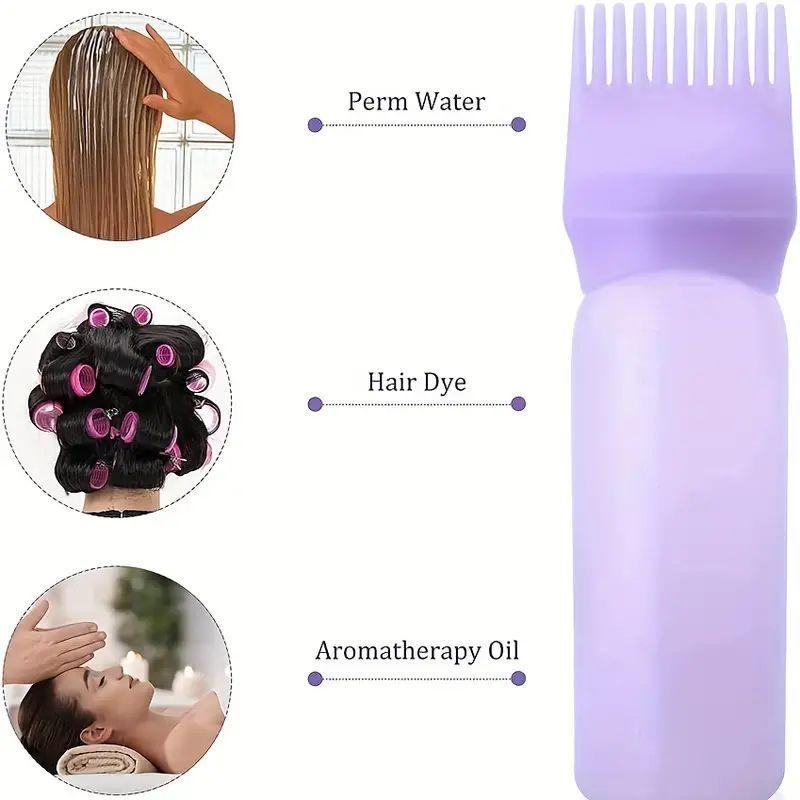 Silicone Hair Dye Bottle Set, 2 Counts set Hair Dye Bottle & Head Massage Brush, Heatless Styling Tool for Home & Salon Use, Christmas Gift