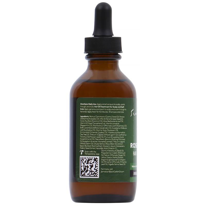 Sunny Isle Rosemary Mint Hair and Strong Roots Oil 3oz | Infused with Biotin & Jamaican Black Castor Oil | Strengthen and Nourish Hair Follicles | Dry Scalp, Split Ends