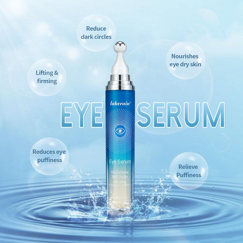 5% Caffeine Eye Serum with 360° Massage Roller – Under Eye Cream for Dark Circles, Puffiness & Fine Lines, Hydrating Daily Skincare Treatment