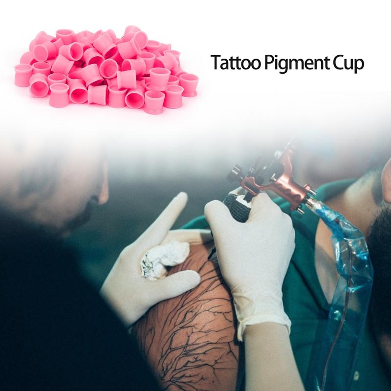 Tattoo Ink Cups, Silicone Pigment Cups Tattoo Supplies 300Pcs Tattoo Ink Pigment Cup Silicone Eyebrow Lip Eyes Tattoo Pigment Cup Tattoo Kit(Red)