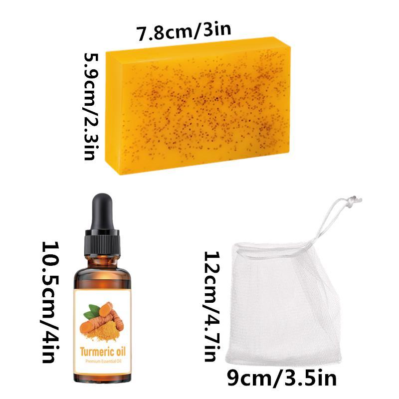 Turmeric Skin Care Kit, 1 Set Care Kit with 10 Soap Bars & 2 Essential Oils & 3 Bags, Daily Skin Care Sets for Women & Men, All Skin Types Skin Care Kit