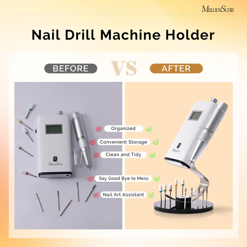 MelodySusie Nail Drill Holder, Nail Drill Pen & Bits Stand,10 Holes Acrylic Drill Bits Holder Manicure Nail Care