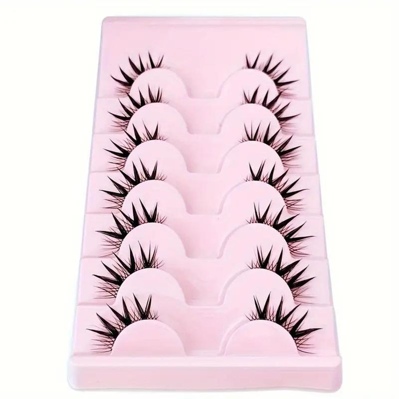 Transparent Stem Half Eye Lashes, 7 Pairs Natural Long 3D Lashes, Dramatic Clusters Manga Lashes, False Eyelashes For Cosplay Lashes