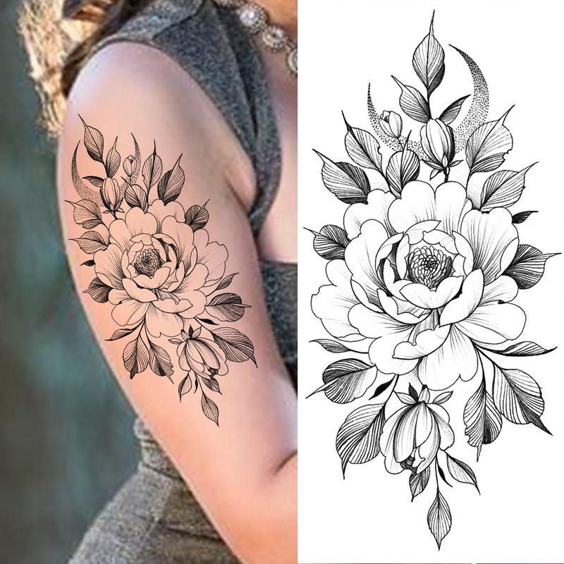 Flower Pattern Temporary Tattoo Sticker, 10pcs set Realistic Fake Tattoo Sticker, Body Art Decoration for Women & Men