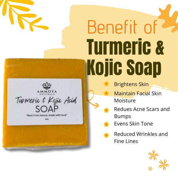 Turmeric Kojic Face and Body Soap - All Natural Skincare for Daily Use - Lemon