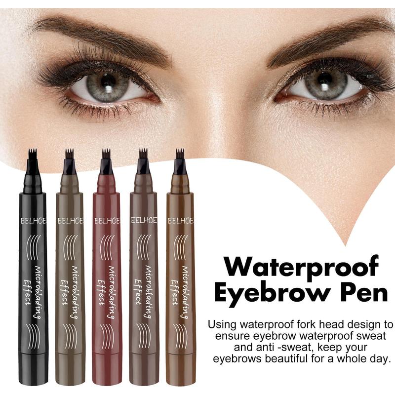 4 Fork Eyebrow Pencil, Waterproof Long Lasting Eyebrow Pencil, Brow Styling Brush, High Pigmented Brow Shading & Filling Pencil