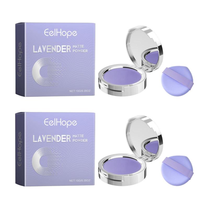 Lavender Matte Powder, 2 Boxes Long-lasting Oil-control Powder, Natural Lightweight Makeup Setting Powder, Face Makeup Accessories for Women & Girls