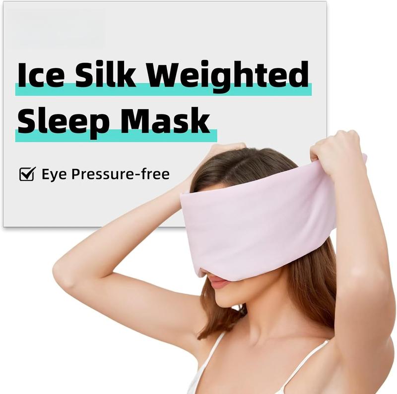 Weighted Sleep Mask, Ice Silk Eye Mask for Sleeping, Extra Forehead Weight & Eye Pressure- for Sleep Aid, Relaxation, Light Blocking for Sleeping, Traveling, Eye Cover for Women & Men