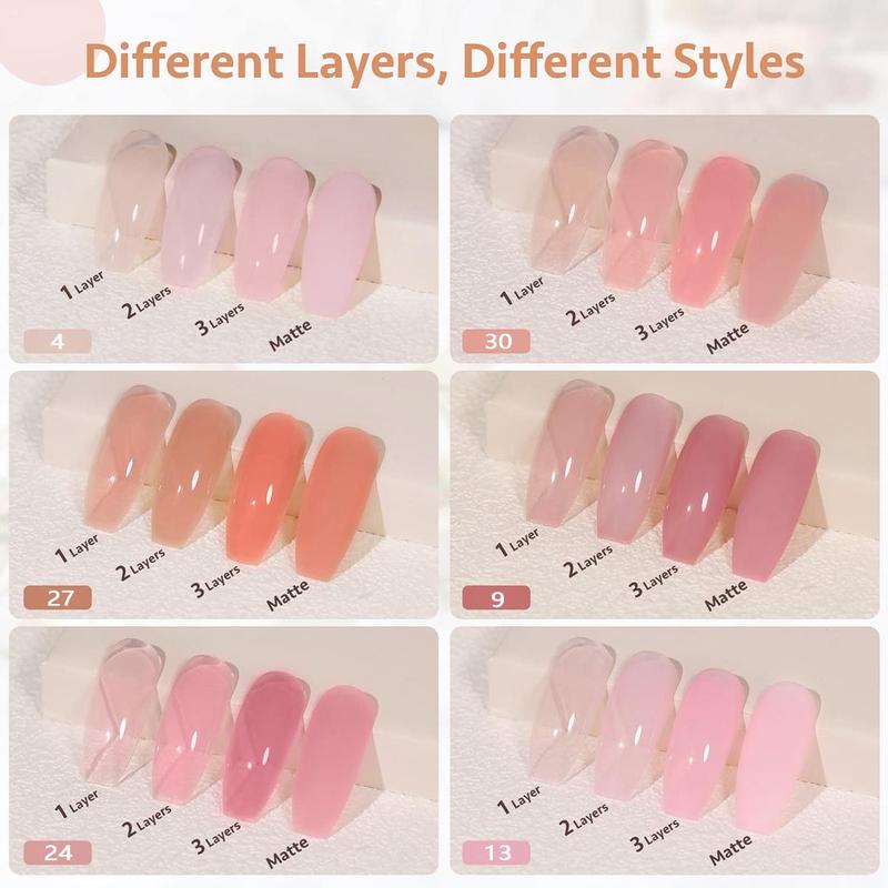 6 Color Gel Nail Polish Set, 6 Counts Soak Off Nail Polish, Nude Pink Nail Polish, Spring Summer Nail Polish, Manicure Set, Gifts for Girls Women