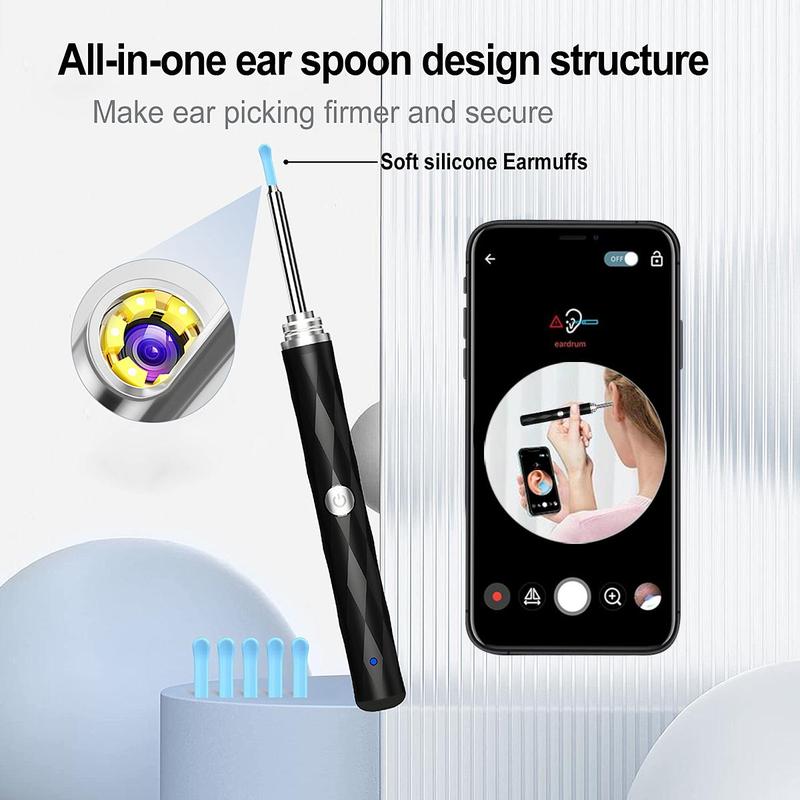 Intelligent Visual Ear Wax Remover with Camera, 1 Set Rechargeable Ear Wax Removal Tool Kit with Accessories, Portable Ear Cleaning Tool Kit for Daily Use, Christmas Gift, Ear Wax Removal Tool