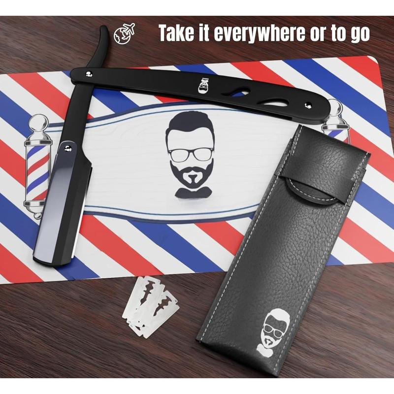 Straight edge razor Barber Straight Razor Kit for Men | Premium | 20 Half  Shaving  Set with Leather Case | Beard and   Accessories