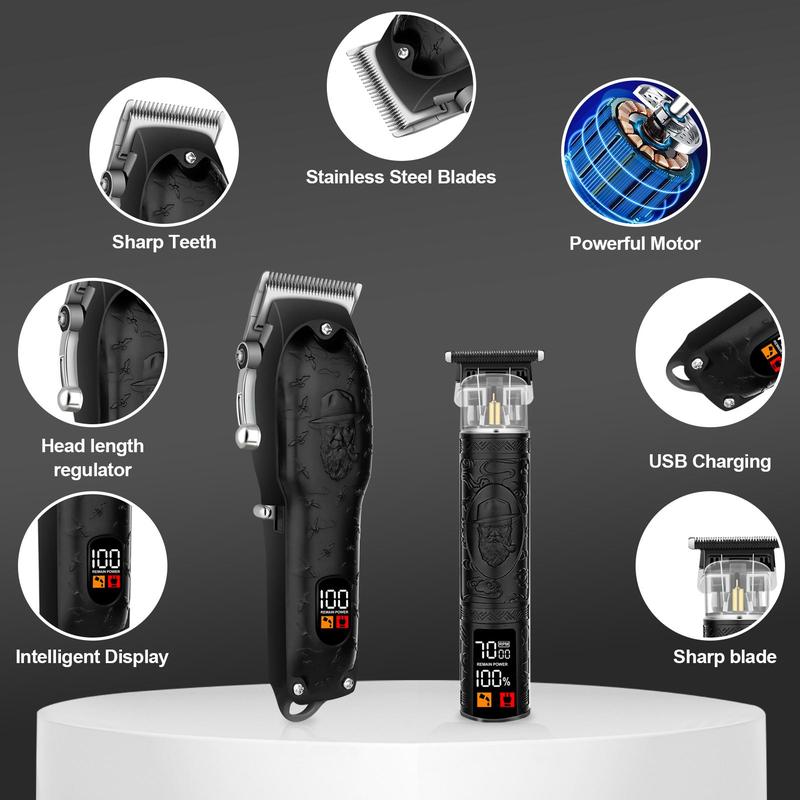 Professional Hair Clipper, USB Rechargeable Wireless Hair Clipper, Men's Hair Cutting Kit with Digital Display, Precise Comfort, Birthday Gift