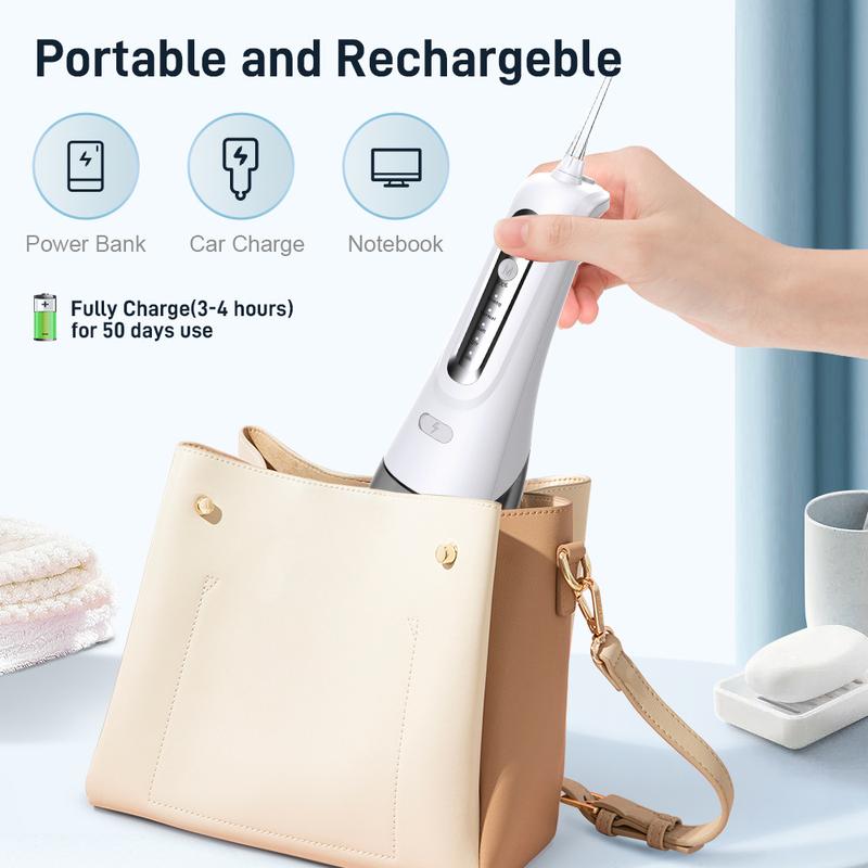 VUFVOID Water Flosser Teeth Picks, Cordless Portable Oral Irrigator, Powerful and Rechargeable, Brace Friendly, Breath Refreshing, IPX7 Waterproof, Family Pack Teeth Cleaning