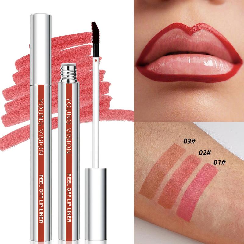 3 Counts Peel Off Lip Liner Tattoo Pen Set, Long-lasting Lip Stain, Waterproof & Smudge-proof Peel Off Lip Liner Stain, Peel Off Lipstick, Natural Lip Definition, Gift for Mom Girls, Christmas Gift