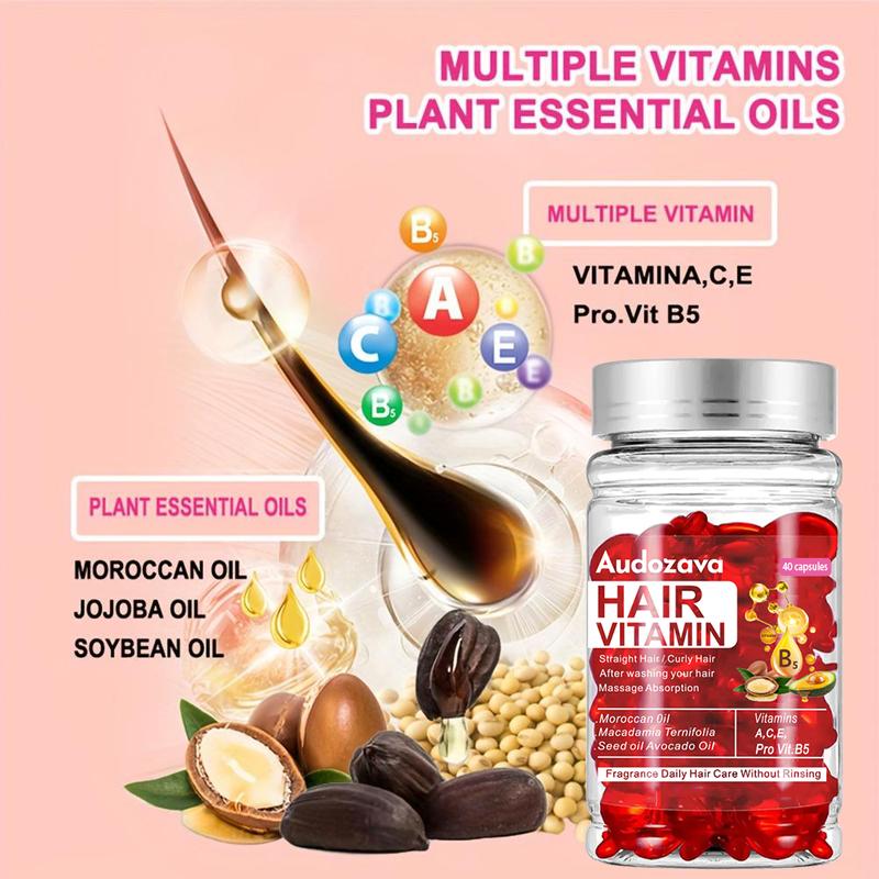 Hair Repair Serum Capsules Red, Enriched with Argan, Macadamia & Avocado Oils - Vitamins A C E Pro B5 - Unisex Hair Conditioner Treatment, Repair Damaged Hair