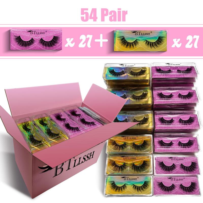 17 18mm Volumized False Eyelashes, 54 Pairs Natural Look Eyelash Extensions, Self Grafting Curl Eyelashes, Eye Makeup Enhancement False Eyelashes for Women & Girls