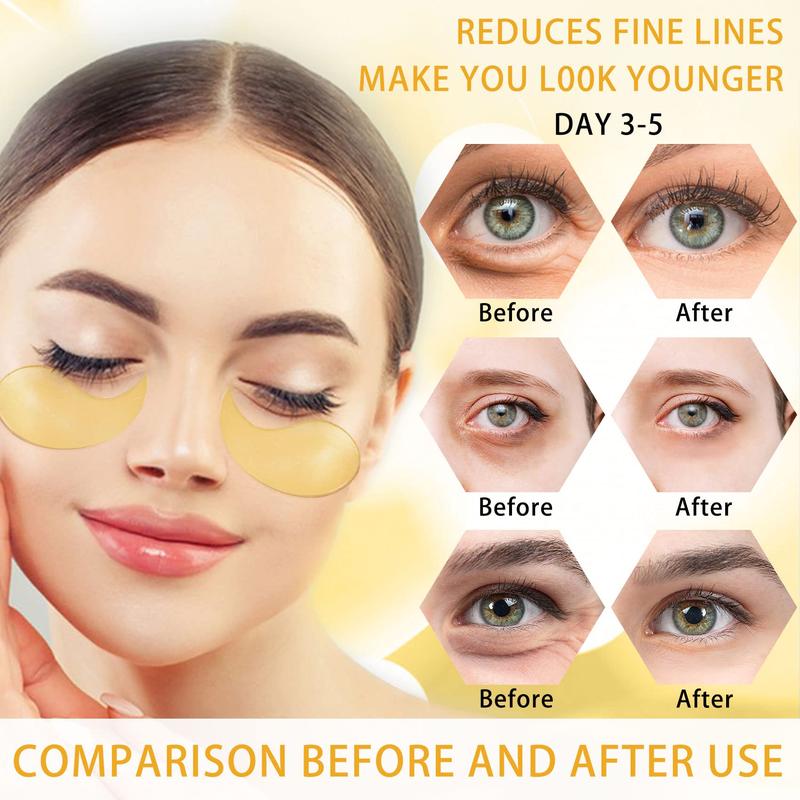 Under Eye Patches, 24K Gold Eye Mask for Puffy Eyes & Dark Circles Treatments, Reduce Under Eye Bags and Smooth Wrinkles, 60PCS Eye Skin Care Pads for Beauty & Personal Care