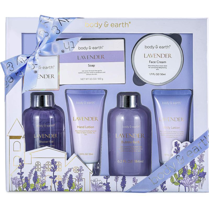 Lavender Self Care Bundles, Bath Shower Gift Set, Bubble Bath, Shower Gel, Body Lotion, Soap, Hand Lotion, Face Cream, Girlfriend Gift Sets, Bath and Body Christmas Gift Kits