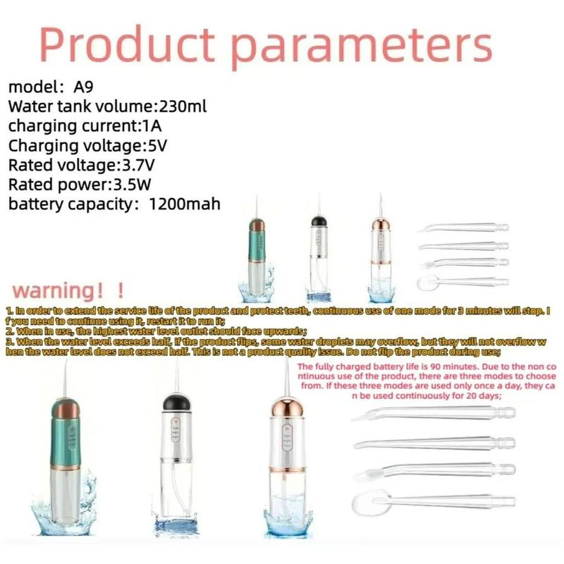 Portable Oral Irrigator - Advanced Water Flossing Technology, Adjustable Pressure Settings Flosser Teeth Cleaner