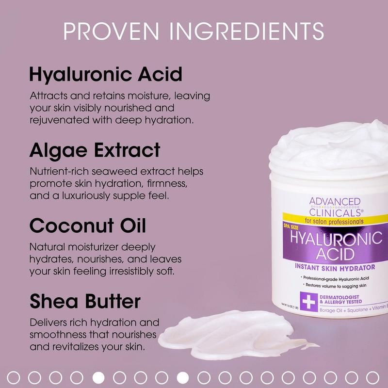 Advanced Clinicals Hyaluronic Acid Hydrating Body Cream 16 Fl Oz