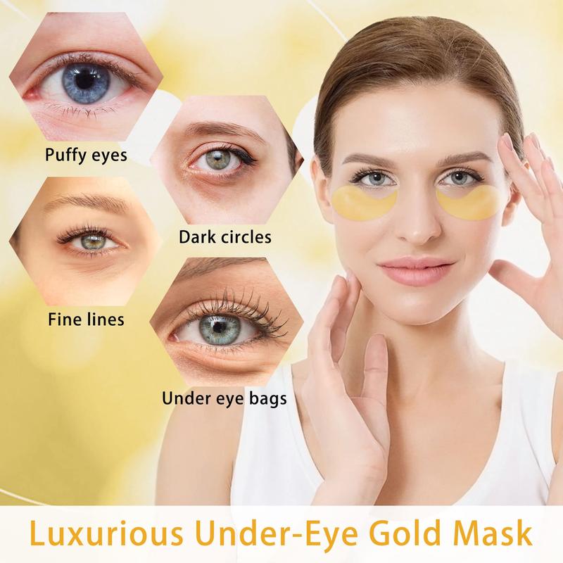 Under Eye Patches, 24K Gold Eye Mask for Puffy Eyes & Dark Circles Treatments, Reduce Under Eye Bags and Smooth Wrinkles, 60PCS Eye Skin Care Pads for Beauty & Personal Care