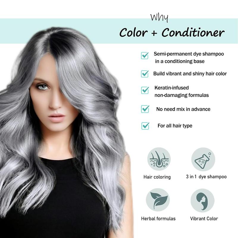 3-in-1 Silver Gray Hair Dye Shampoo, Instant Color for Men and Women, Long-Lasting and Natural.