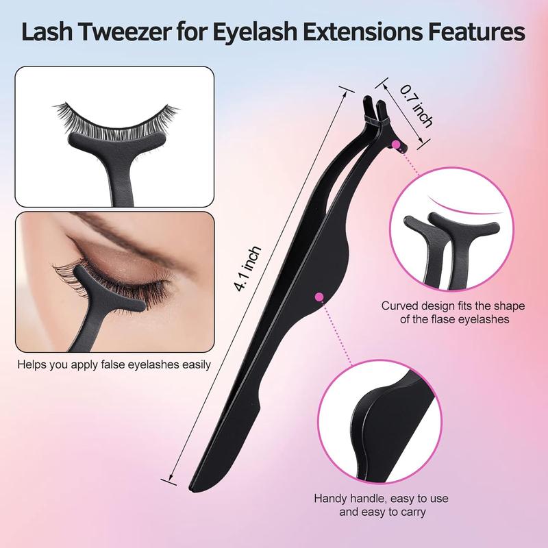 Eyelash Curlers Kit for Women w Lash Curler, Eyelash Comb Seperator, 3 in1 Mascara Brushes, Eyelash Extension Tweezers, Foldable Eyebrow Brush and Comb, 10 Silicone Refills Pads for Eyelashes