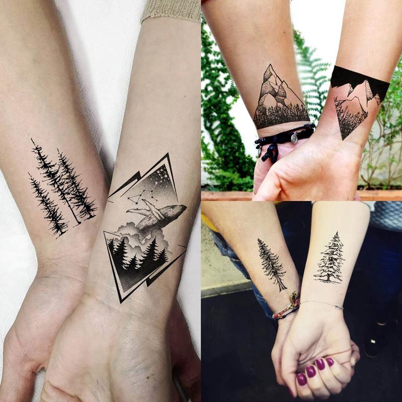 Mountain Series Pattern Temporary Tattoo Sticker, 52pcs set Vintage Fake Tattoo Sticker, Body Art Decoration for Men & Women